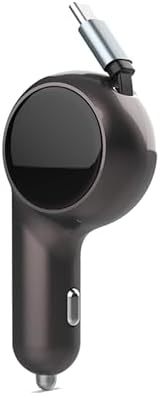 60 W Retractable USB-C Car Charger – Dual-Port Fast Charging Adapter for i Phone 15, Samsung, i Pad & Mac Book – Compact Design for Travel with Overcurrent Protection – Ultimate Compatibility & Efficiency on the Road