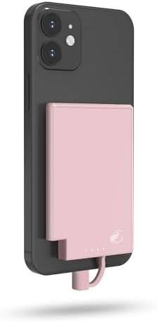 Magnetic Ultra-Slim 5000 m Ah Power Bank with Integrated USB-C Cable – Lightweight Travel Charger for i Phone 15 & Android Devices, TSA Compliant, Effortless Charging with Adhesive Magnet for Ultimate Convenience