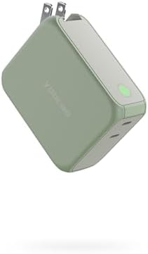 2-in-1 Hybrid Power Bank & Ga N Charger | 5000 m Ah Portable Fast Charging Solution | 20 W USB-C Dual Ports for Mac Book, Dell, i Phone, Samsung, Switch | Stylish Lake Azure & Goose Yellow Design | Ultimate Device Compatibility & Efficiency