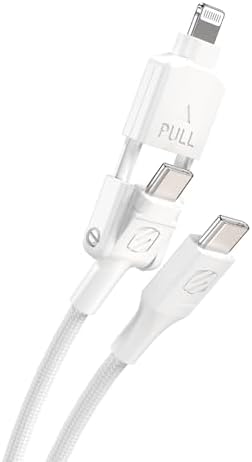 Scosche CCi4 B4 PWT 4 FT 2-in-1 Braided USB-C to Lightning & USB-C Charge Cable – Universal Fast Charging Cord for i Phone, i Pad, Galaxy & More – Durable Multi-Device Sync Solution for Home and On-the-Go Convenience
