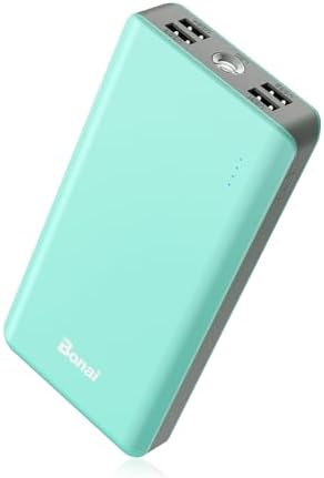 BONAI 30000 m Ah Portable Power Bank – High-Capacity External Charger with Dual USB Outputs, Built-in Flashlight & 8-Pin Cables for Fast Charging on the Go – Ideal for i Phone, Android, and i Pad Users – Reliable Power Solution for Travel and Daily Use in Green