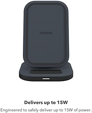 Mophie 15 W Ultra-Fast Wireless Charging Stand – Premium Qi-Certified Dock for i Phone, Samsung Galaxy, & Google Pixel – Stylish Black Design with Adjustable Viewing Angles & Secure Non-Slip Base – Ideal for Home & Office Power Solutions – Enhance Your Charging Experience with High-Speed Convenience and Modern Aesthetics