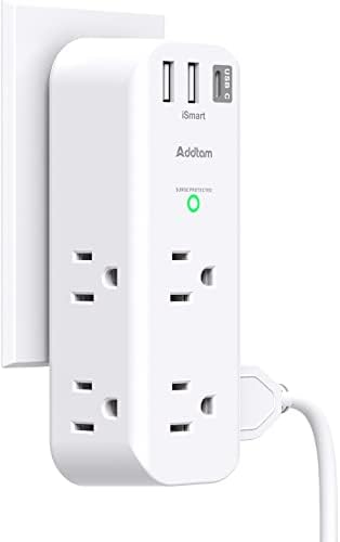 Ultimate Surge Protector and Outlet Extender with 6 AC Ports and 3 USB Charging Options (1 USB-C) – Smart Rotating Power Strip for Home, Office, and Travel – 1800 Joules Surge Defense, ETL Certified for Enhanced Device Protection and Efficiency