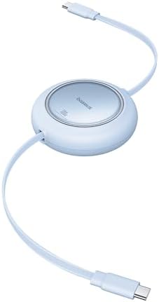 Baseus 100 W Retractable USB-C to USB-C Charging Cable – Versatile 6.6 ft Length with 7 Adjustable Stages for High-Speed Charging of i Phone 16/15 Pro Plus, Mac Book, i Pad Pro, Samsung S24/S23+ – Durable, Tangle-Free Solution for Home and Travel Charging Needs