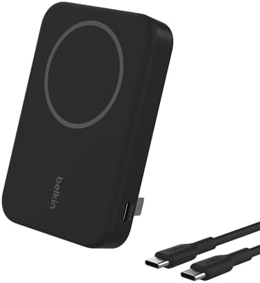 Belkin Wireless Power Bank 5000 m Ah with Qi2 & Mag Safe Compatibility – Portable Charger with Integrated Kickstand for i Phone 16, 15, 14 Pro, Plus, Max & More – Lightweight Design for Effortless Travel & Enhanced Charging Speed