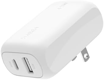 Belkin 42 W Dual Port Charger Block – High-Efficiency USB-C & USB-A Fast Charging Adapter for i Phone 16, Samsung Galaxy S25, Mac Book & More – Optimal Portable Power Solution for Multi-Device Charging at Home and On-the-Go – Elegant White Design for Tech-Savvy Users