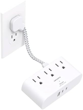 HANYCONY Ultra Thin Flat Plug Power Strip – 6 Ft Extension Cord with 3 Outlets & 3 USB Ports (2 USB-C) for Travel, Dorms & Cruise Ships – Space-Saving Multi Plug Outlet Extender for Fast Charging & Enhanced Device Compatibility