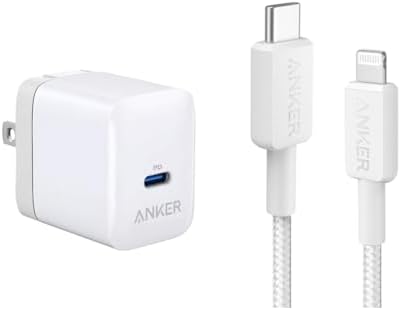 Anker 20 W USB-C Power Adapter & 10 ft Braided Lightning Cable Set – High-Speed Power Delivery Charger for i Phone & i Pad – Travel-Ready Compact Design with Superior Durability and Versatile Device Compatibility