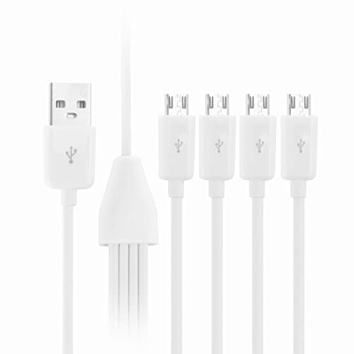 Herfair 6-Way Micro USB Splitter Cable – 4.92 FT Multi Charging Cord for Enhanced Device Connectivity and Fast Data Transfer – USB 2.0 Type A Male to 6 Micro USB Male Adapters – Universal Compatibility for Smartphones, Tablets, and More