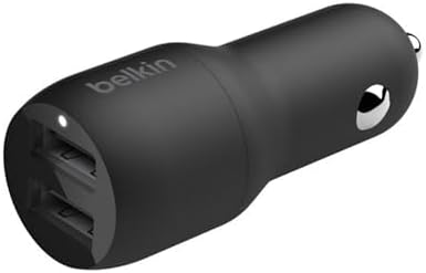 Belkin 24 W Dual USB Car Charger with Lightning Cable – High-Speed Charging Solution for i Phone, Samsung Galaxy, Air Pods & More – Compact and Durable Dual USB-A Power Adapter for Effortless On-the-Go Connectivity – Ultimate Versatility for Multiple Devices
