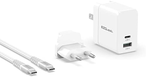 EZQuest 120 W Ga N USB-C Charger with 2 USB-C & 1 USB-A Ports – Travel-Ready Fast Charging Block with 2 Meter Cable – Compatible with Mac Book Pro, i Pad Pro & All Type-C Devices for Ultimate Power Efficiency