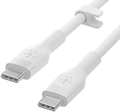 Upgrade Your Charging Game with the Belkin Boost Charge Flex USB-C to USB-C Cable – 2 m Fast Charging Solution for i Phone 16, Galaxy S25, Pixel 9 & More, Durable Silicone Design with Cable Clip for Effortless Organization in Sleek Black & White