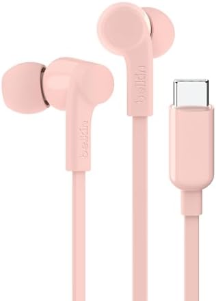 Belkin Sound Form USB-C Wired Earbuds – High-Fidelity In-Ear Headphones with Microphone for i Phone 15/16, i Pad Mini, Galaxy S25, and Google Pixel 9 – Water-Resistant Design and Ergonomic Comfort for Music Enthusiasts and Professionals – Durable Tangle-Free Cable for Everyday Durability and Convenience