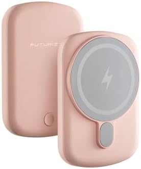 Futurizta Tech® Pixy Go 15 W Mag Safe-Compatible Wireless Power Bank – Ultra-Thin 5,000 m Ah Sakura Pink Charger with 20 W PD Fast Charging & 18 W Quick Recharge – Perfect for i Phone 14, 13, 12, and Air Pods – Stylish, Lightweight, and Efficient On-the-Go Power Solution