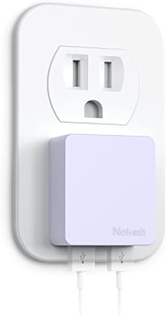 Nekmit Dual-Port Flat USB Wall Charger – Compact & Stylish Purple Fast Charging Solution with Smart IC Technology for i Phone, Galaxy, Pixel, i Pad Pro, Air Pods, and More, Perfect for Travel and Everyday Use