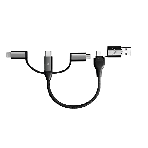 Futurizta Tech Zeus-X Enhanced 6-in-1 Universal Multi Cable – Compact 0.65 ft Fast Charging Solution for Laptops and Smartphones with 60 W PD & 27 W QC3.0, Military-Grade Durability, Braided Design & LED Indicator, Includes Organizer Strap for Efficient Storage and Travel