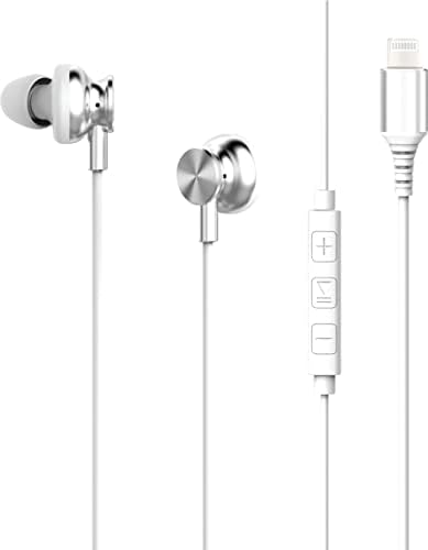 Premium Lightning Earbuds with Built-in Microphone – Enhanced Noise Reduction and Audio Controls, 4-Foot Durable Cord, Extra Ear Gels, and Carrying Case – Perfect for Apple Devices and On-the-Go Listening