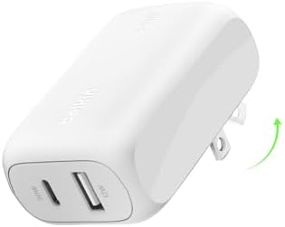 Belkin 42 W Dual Port Charger Block – Ultra-Fast USB-C & USB-A Power Adapter for i Phone 16/15/14/13 Pro, Samsung Galaxy S25, i Pads, Air Pods, and Nintendo Switch 2 – Compact Travel-Friendly Design for Maximum Charging Efficiency
