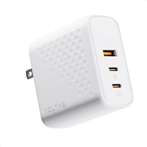 VOLTME 100 W Ga N III USB-C Wall Charger – Ultra-Fast PD3.0 & PPS Multi-Port Charging Hub for Mac Book Pro/Air, i Phone 11-14, Pixelbook, and More – Compact Travel Charger with Foldable Design for Maximum Portability and Safety Features