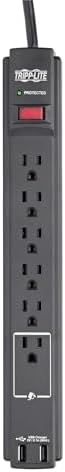 Tripp Lite 6-Outlet Surge Protector Power Strip with 6 ft Cord – 900 Joules of Protection for Home Office & Entertainment Systems, Versatile Connectivity, and Enhanced Safety Features