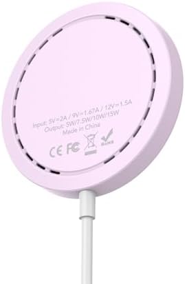 Magnetic Fast Wireless Charger Pad for i Phone 16/15/14/13/12 – 15 W Max Power, Sleek Purple Design, USB-A Compatibility for Effortless Charging Solutions