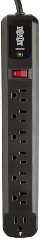 Tripp Lite 7-Outlet Surge Protector Power Strip with 6 Right Angle & 1 Transformer Outlet – 4 ft Durable Cord, Lifetime Warranty & $25 K Equipment Insurance for Enhanced Device Safety – Ideal for Home & Office Use in Light Gray Finish