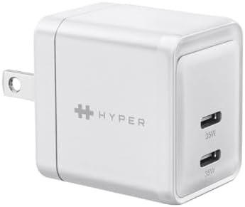 Compact Hyper Juice 35 W Dual Port USB-C Charger Block – Lightning-Fast Ga N Technology for i Phone, i Pad, and Mac Book – Charge 2 Devices Simultaneously with Maximum Compatibility and Safety – Travel-Ready, Pocket-Sized Power Adapter with Foldable Plugs – Experience 50% Battery in Just 30 Minutes – Ideal for Home, Office, and On-the-Go Charging Solutions – Unmatched Durability and Performance in a Minimalist Design