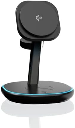 M.A.D Lab Z27 15 W Magnetic 3-in-1 Charging Station: Fast, Space-Saving Wireless Charger for i Phone 16/15/14/13/12, Air Pods, Apple Watch & Android Devices – Qi2 Compatible with Over-Current Protection for Enhanced Safety and Efficiency
