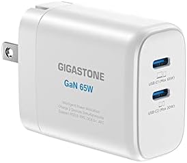 Gigastone 65 W Ga N Dual USB-C Charger [2-Pack] – Rapid Intelligent Power Allocation for Mac Book, Dell XPS, i Pad, i Phone 15/16, Galaxy S24 – Compact Foldable Travel Adapter with Enhanced Compatibility and Fast Charging Performance