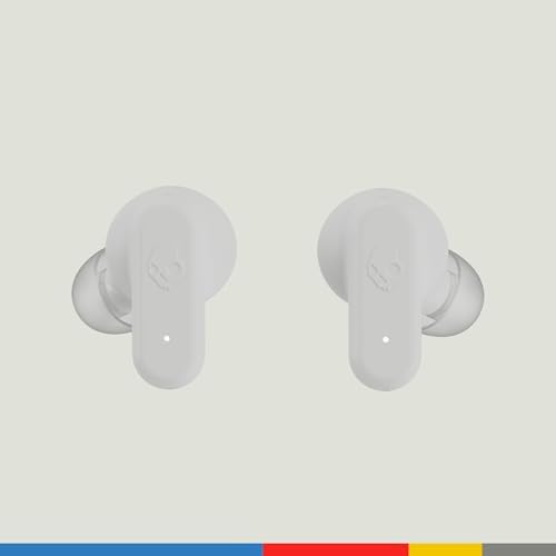 Skullcandy Dime Evo Wireless Earbuds – Premium Bluetooth Headphones with 36-Hour Battery, Noise Isolation for Superior Sound Quality, Hands-Free Microphone & Compact Clip Case – Ideal for i Phone & Android Users – Bone Color