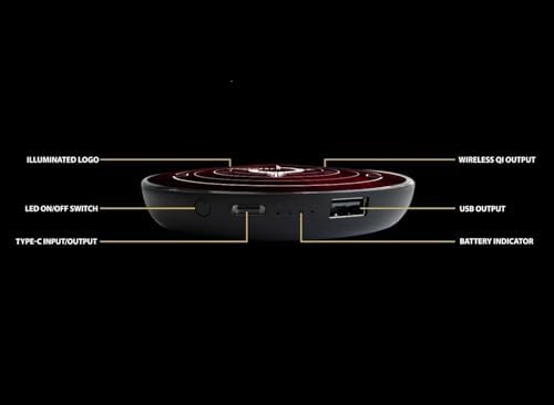 Star Trek Illuminating Wireless Charger & Backup Battery Pack – Sci-Fi Inspired Portable Phone Charger with Light-Up Transporter Pad Logo for Enhanced Compatibility and Fast Charging – Ultimate Gift for Star Trek Fans and Tech Enthusiasts