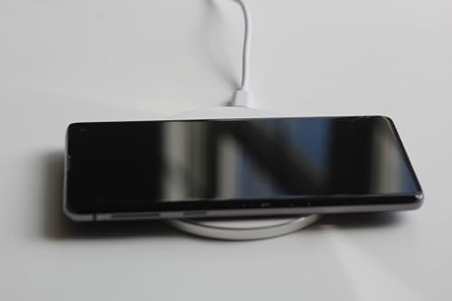 Sleek White Wireless Fast Charger (6 mm Ultra Slim Design) – Qi-Certified 10 W for i Phone & Android – Compact, Non-Slip Surface with LED Status Indicator – Essential Phone Accessory for Effortless Charging on the Go