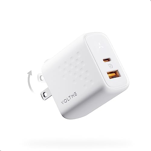 VOLTME 35 W Dual USB-C Wall Charger – Compact Fast Charging Power Adapter with PPS Technology for i Phone 14/13, Mac Book Air, i Pad Pro & Galaxy Devices – Portable & Foldable for Home, Office, and Travel Power Needs