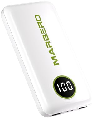 MARBERO 10,000 m Ah Portable Power Bank – Ultra-Fast Charging Solution with Dual USB-A & USB-C Ports for Smartphones, Tablets, and Laptops (Sleek White Design) – Lightweight and High-Capacity for On-the-Go Convenience, Ideal for Outdoor Adventures and Daily Use