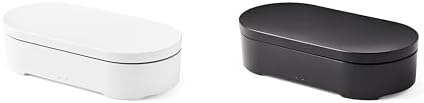 Lexon OBLIO Box: 360° UV-C Phone Sanitizer & Wireless Charger – Fast Qi Charging for Phones, Glasses, Keys, Makeup Brushes – Sleek Black Design for Modern Hygiene and Efficiency