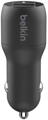 Belkin 24 W Dual USB Car Charger with Lightning Cable – High-Speed Charging Solution for i Phone, Samsung Galaxy, Air Pods & More – Compact and Durable Dual USB-A Power Adapter for Effortless On-the-Go Connectivity – Ultimate Versatility for Multiple Devices