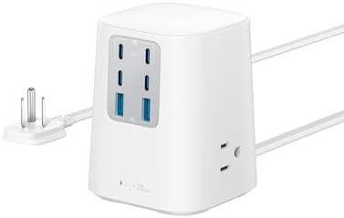 Anker 9-in-1 USB-C Charging Station with 100 W Power Output and 300 J Surge Protection – Versatile Multi-Port Power Strip for i Phone 16, Mac Book, and More – 4 USB-C, 2 USB-A Ports, 3 AC Outlets – 5 ft Flat Cable Ideal for Home and Office Use – Streamline Your Charging Experience with Enhanced Compatibility and Speed