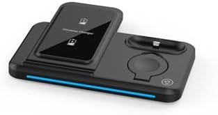 Foldable 3-in-1 Wireless Charging Station for i Phone 16/15/14/13/12/11, Apple Watch, and Air Pods – Fast Charging with Night Light – Versatile and Portable Charging Hub for Apple Devices (Black)