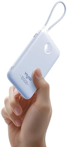 Slim Pink Portable Charger 10000 m Ah – USB-C Power Bank with Built-in Cable & LED Display for Fast Charging – Travel-Friendly Battery Pack Compatible with i Phone 16, 15, Samsung S24, S23 – Ultimate Convenience & Style