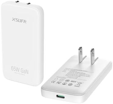65 W Dual Port USB-C Wall Charger – Ga N Fast Charging Adapter with PPS for Laptops, Tablets & Smartphones – Compact Design with Folding Plug for Travel & Home Use – Stylish White Finish for Modern Aesthetics