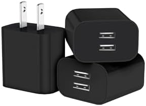 3-Pack Dual Port USB Wall Charger – Rapid Charge Block for i Phone 14/13/12/11 Pro/Max, Galaxy & Android Devices – Compact Travel Adapter with Advanced Safety Features for Home & On-the-Go Power Solutions