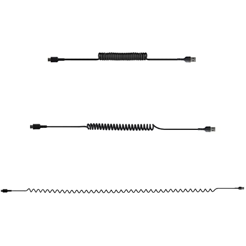 Durable 20-Inch Coiled USB A to C Charging Cable – Heavy-Duty USB 2.0 Fast Charge & Sync Cable, Sleek Black Design for Enhanced Portability and Compatibility with All Devices