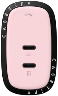 CASETi FY Powerthru 33 W Fast Charger – Compact Dual Port Wall Adapter in Stylish Pink/Blue for Lightning-Fast Device Charging with Advanced Safety Features and Universal Device Compatibility