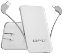 Mini 5000 m Ah Portable Power Bank with Integrated Cables and AC Plug – USB-C Fast Charging for i Phone & Android Devices – Ultra-Compact External Battery for On-the-Go Lifestyle – Essential Tech Accessory for Seamless Connectivity