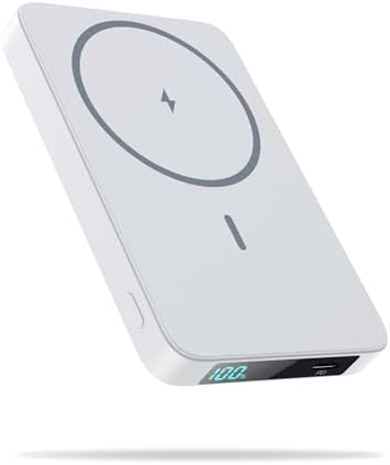 Sleek Magnetic Wireless Power Bank 5500 m Ah – Ultra-Slim Portable Charger with LCD Display for i Phone 16/16 Plus/15/14/13/12, PD Fast Charging USB-C, Effortless Magnetic Connection in Pink – Perfect for On-the-Go Power Solutions