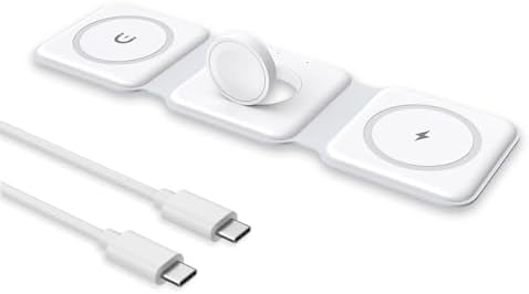 ORIA 3-in-1 Wireless Charging Station – Fast Foldable Charger Pad for i Phone 14/13/12/11/Pro/Max, Apple Watch SE/Series 9/8/7, and Air Pods – Compact Travel-Friendly Design for Effortless Device Power-Up and Maximum Compatibility ORIA 3-in-1 Wireless Charging Station – Fast Foldable Charger Pad for i Phone 14/13/12/11/Pro/Max, Apple Watch SE/Series 9/8/7, and Air Pods – Compact Travel-Friendly Design for Effortless Device Power-Up and Maximum Compatibility