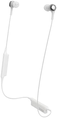 Audio-Technica ATH-CK200 BT Wireless In-Ear Headphones with In-Line Mic & Control – Sleek White Design for Effortless Connectivity and Superior Sound Quality