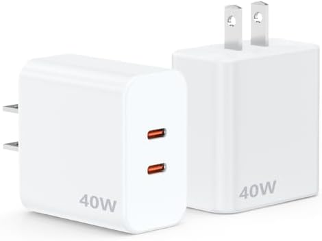 40 W Dual-Port USB-C Fast Charger for i Phone 15/16/14/13/12/11 Pro Max & Samsung – High-Speed Compact Charging Block with Power Delivery & Quick Charge for Home and Travel Efficiency