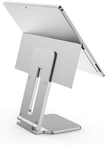 Kensington Elevated Surface Pro Stand – Adjustable Tablet Holder for Ergonomic Desk Setup, Non-Skid Design in Sleek Silver Finish, Portable and Compatible with Multiple Surface Pro Models for Enhanced Comfort and Productivity