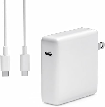 Rapid Charge 96 W USB-C Power Adapter for Mac Book Pro, Air, i Pad, Chromebook, and Dell Inspiron – Versatile High-Speed Charging Solution with 5.9 ft Tangle-Free Cable, Enhanced Device Compatibility, and Superior Safety Features for All USB-C Electronics